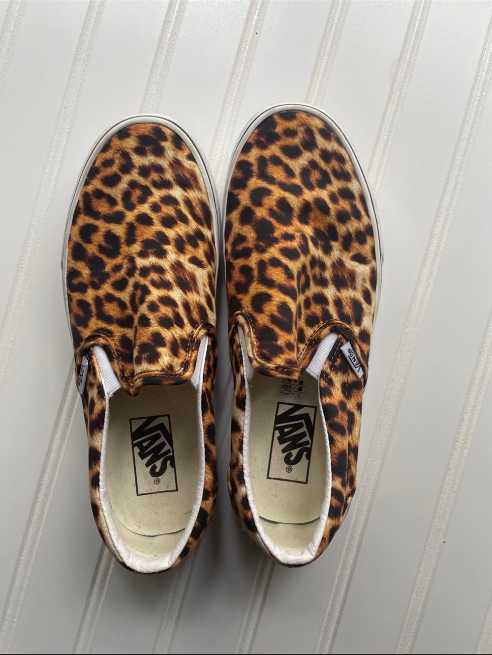 Vans Leopard Print Slip-On Sneakers - Brown/Black/White